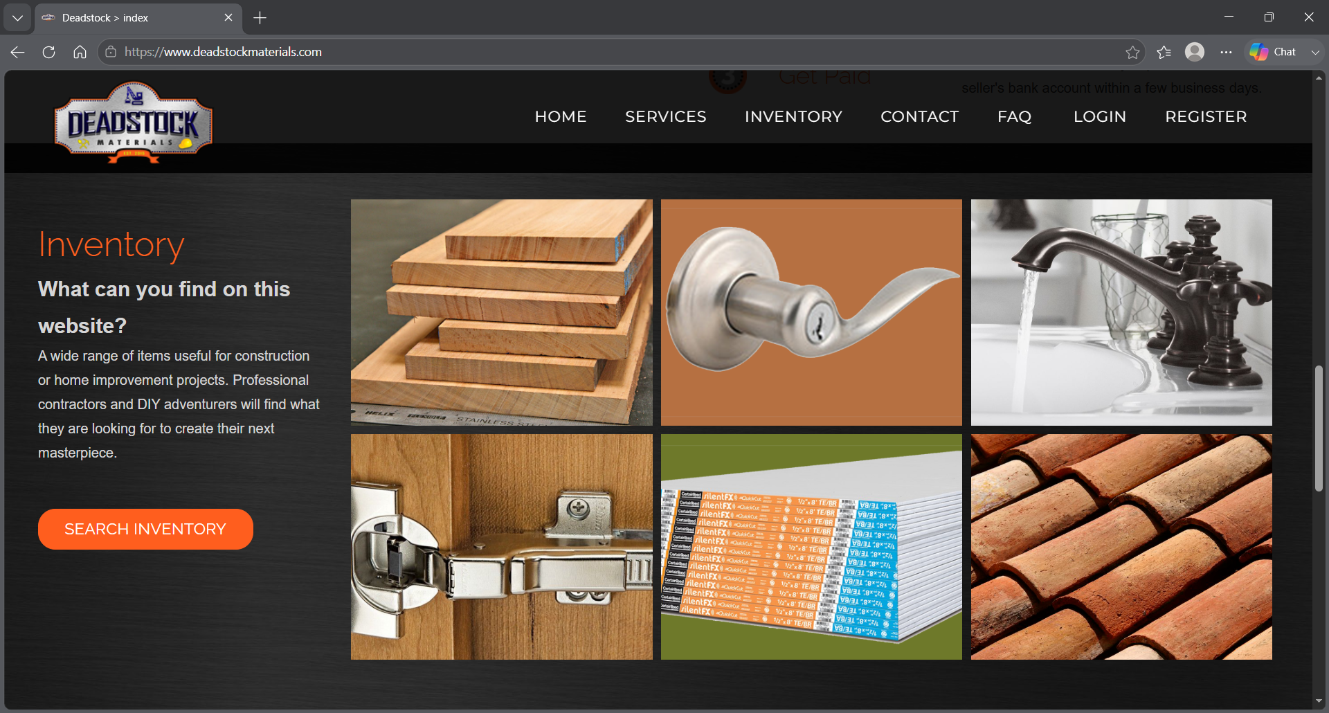 DeadStockMaterials marketplace inventory screen