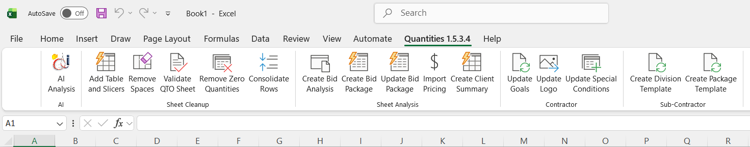 Q-Tools commands in the Microsoft Excel ribbon