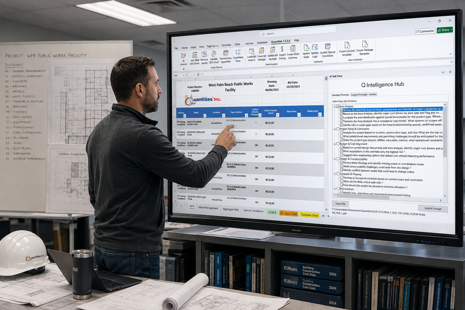 Estimator using Q-Intelligence on a large plan-room display