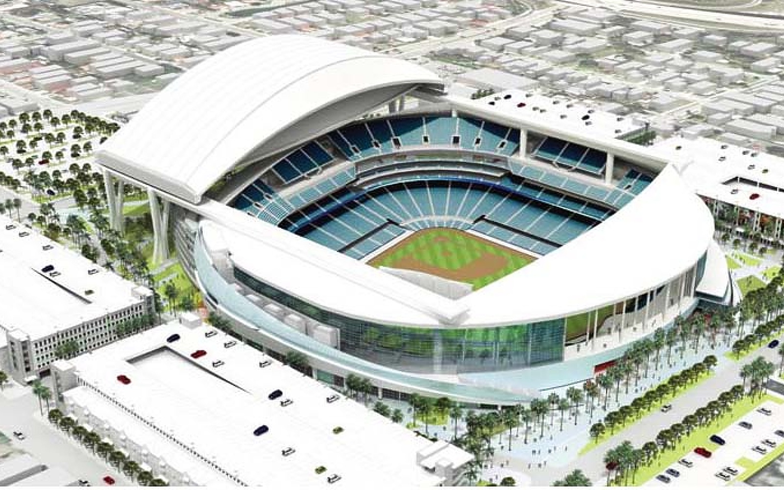 Aerial rendering of Marlins Ball Park
