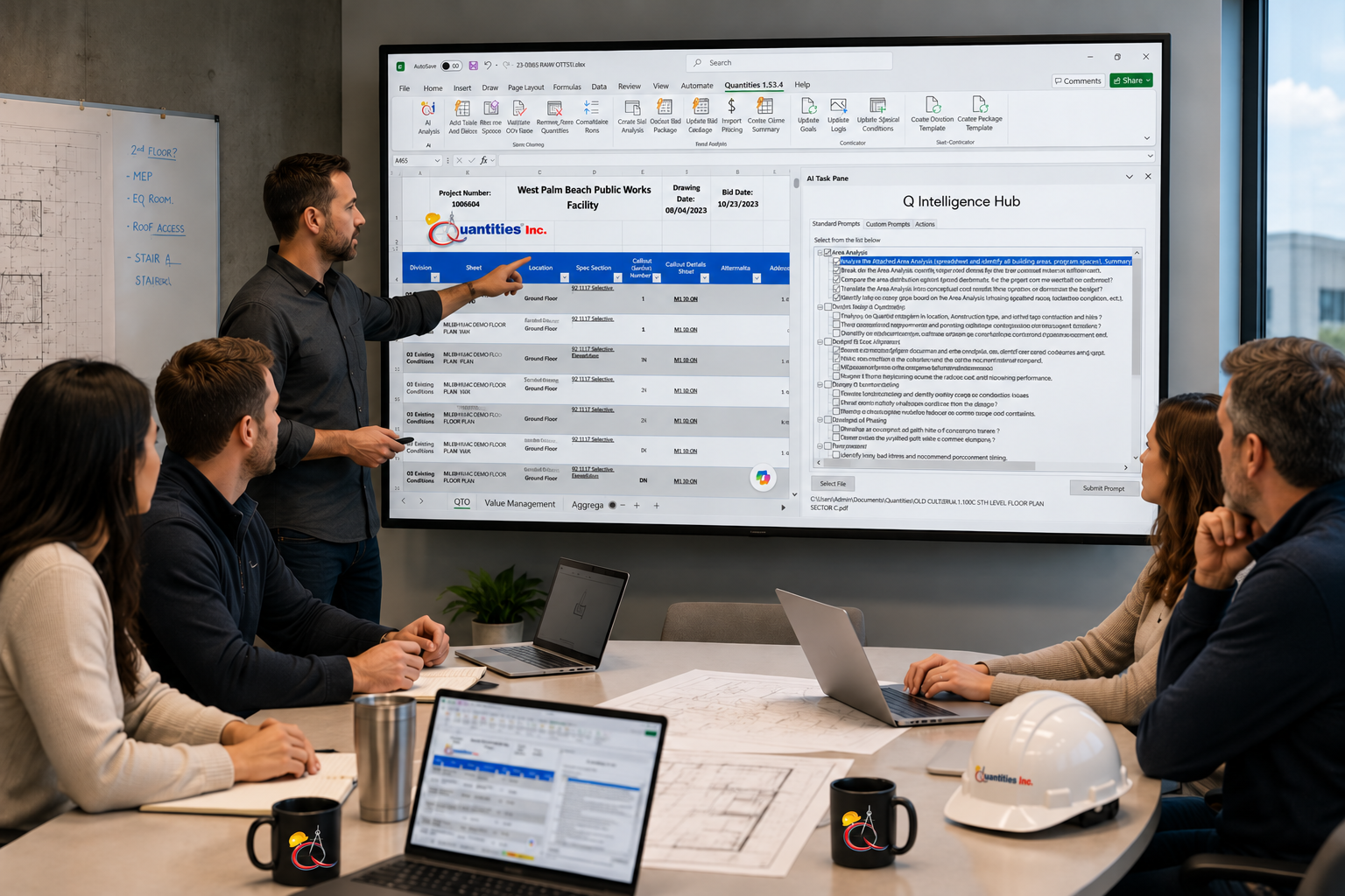 Preconstruction team reviewing Q-Intelligence project analysis