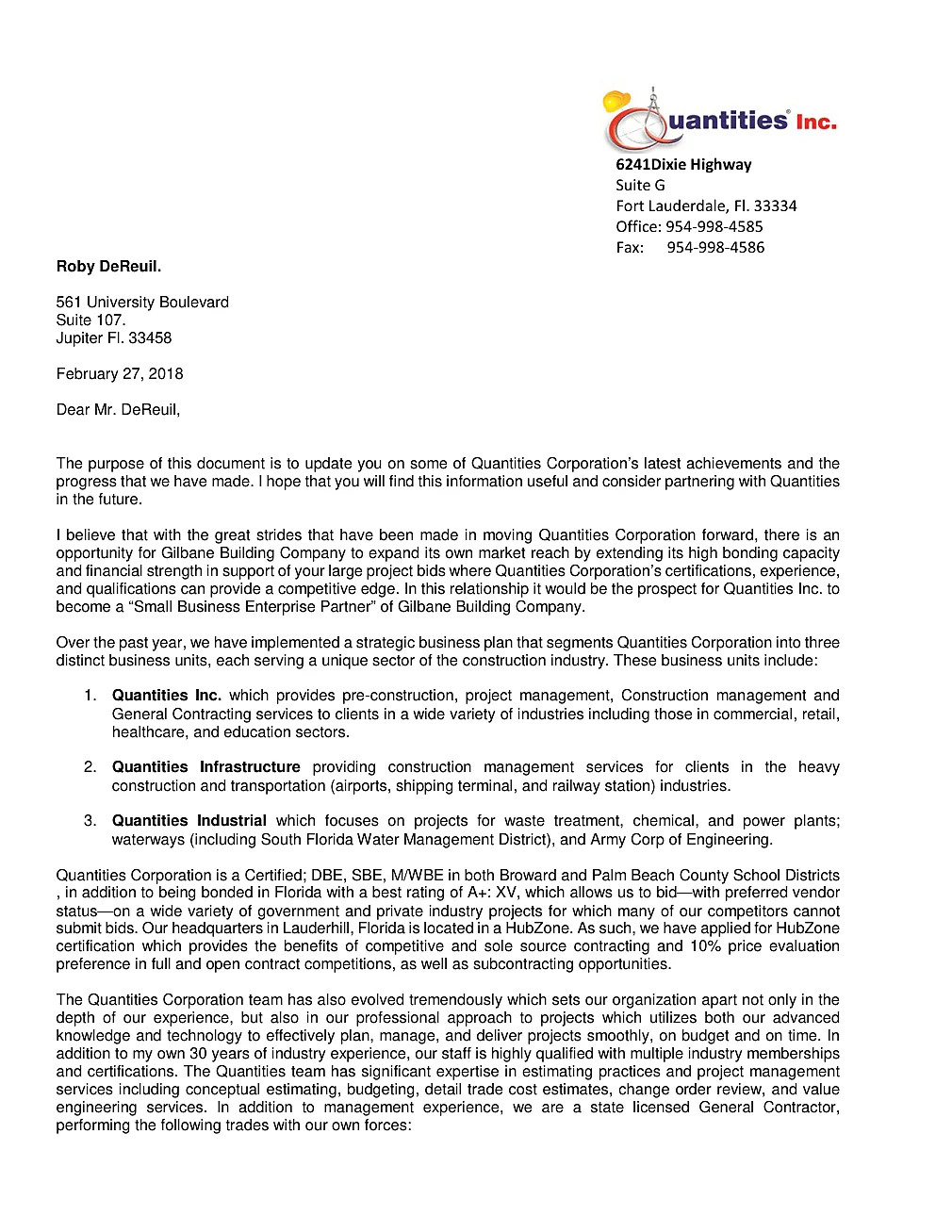 Document: 2018 company correspondence · continued letter