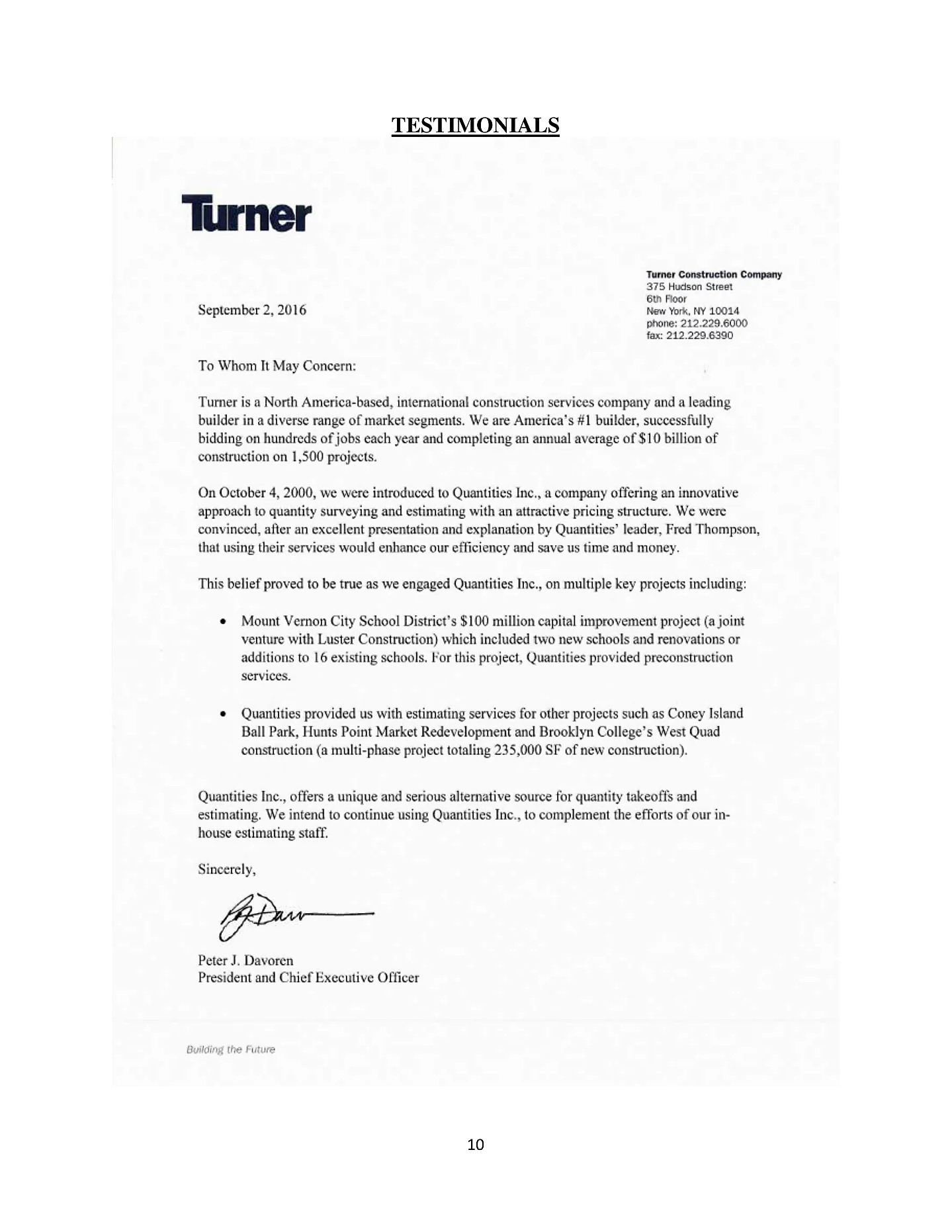 Turner recommendation letter preview